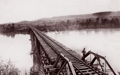 Rzeka Tennessee w Bridgeport, ca. 1864. autorstwa George N. Barnard