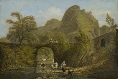 Dynas Rock and Bridge autorstwa George Orleans Delamotte