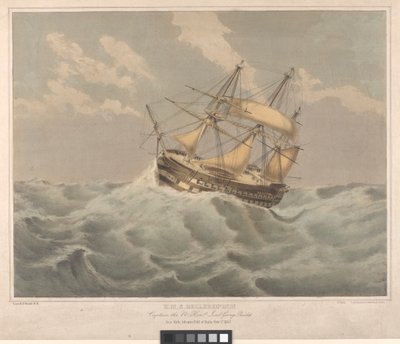 HMS "Bellerophon" (1824), 50 mil na wschód od Malty autorstwa George Pechell (after) Mends