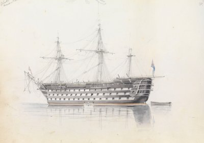 HMS "Trafalgar" w Grand Harbour na Malcie autorstwa George Pechell Mends