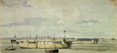 "Shannon" jako hulk w Sheerness, 4 września 1844 r. autorstwa George Pechell Mends