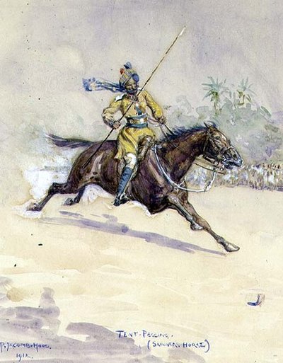 Zaczep do namiotu, koń Skinnera autorstwa George Percy Jacomb Hood