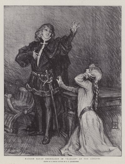 Madame Sarah Bernhardt w Hamlecie w Adelphi autorstwa George Percy Jacomb Hood