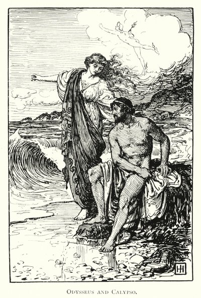 Odyseja: Odyseusz i Kalipso (rycina) autorstwa George Percy Jacomb Hood