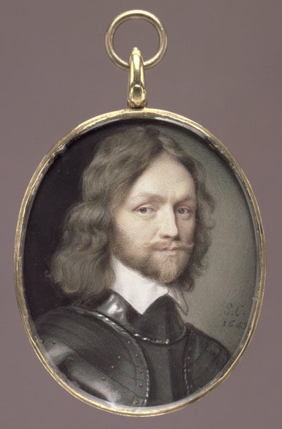 Generał Henry Ireton (1611-51) Generał Parlamentu i Lord Deputowany Irlandii (wc na welinie na karcie) autorstwa George Perfect Harding