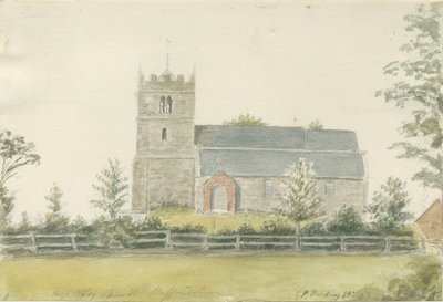 High Offley Church: malowanie akwarelą, 1821 autorstwa George Perfect Harding