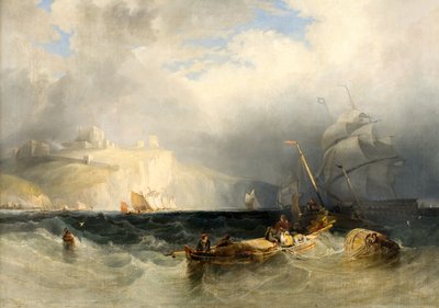 Francuskie łodzie rybackie podczas wichury w Dover autorstwa George Philip Reinagle