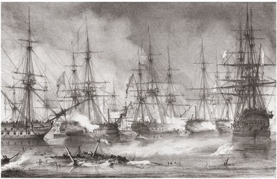 Bitwa morska pod Navarino w dniu 20 października 1827, 1828 autorstwa George Philip Reinagle