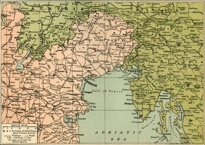 Mapa Włoskiego Frontu Bojowego, 1919. autorstwa George Philip and Son Ltd