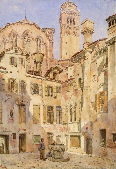 Kościół Frari, Wenecja, z Campiello San Rocco, 1854 autorstwa George Price Boyce