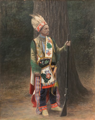 Biały mężczyzna w stroju Chippewy, koniec XIX-początek XX wieku. autorstwa George Prince