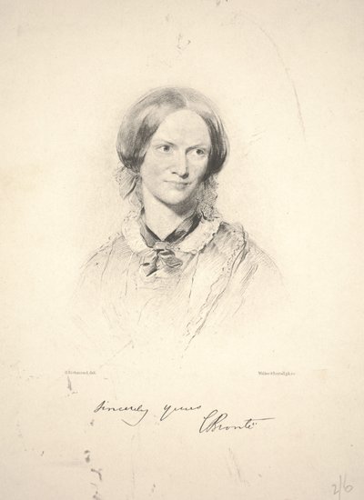 Charlotte Brontë, grawerowane przez Walkera i Boutall autorstwa George Richmond