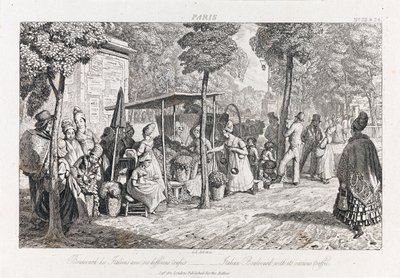 Boulevard Des Italiens, c.1821 (akwaforta) autorstwa George Robert Lewis