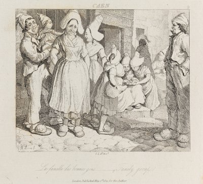 Grupa rodzinna, Caen, ok.1821 (akwaforta) autorstwa George Robert Lewis