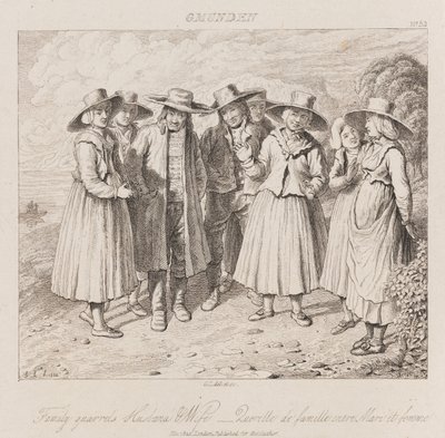 Kłótnia rodzinna, Gmunden, ok. 1821 (akwaforta) autorstwa George Robert Lewis