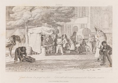 Stoisko z owocami, Paryż, ok. 1821 (akwaforta) autorstwa George Robert Lewis