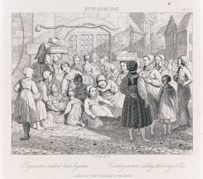 Sprzedaż chłopska, Strasburg, ok. 1821 (akwaforta) autorstwa George Robert Lewis