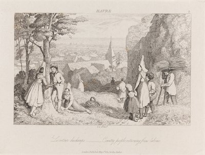 Powrót z pracy, Hawr, ok. 1821 (akwaforta) autorstwa George Robert Lewis