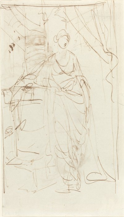 Elegancka dama w klasycznym stroju [recto] autorstwa George Romney
