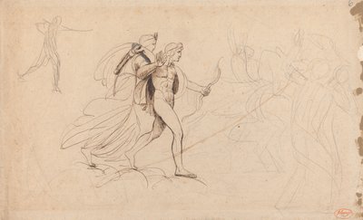 Apollo, Diana i Jeździec w sztuce „Śmierć dzieci Niobe” autorstwa George Romney