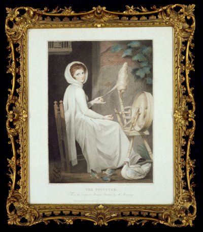 The Spinner (ryc. Thomasa Cheesmana, według G. Romneya, opublikowana przez Johna i Josiaha Boydellów 1789) autorstwa George Romney