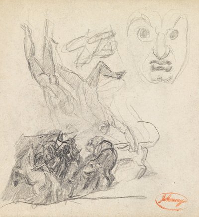 Rysunek Badanie kompozycji 21 z twarzą autorstwa George Romney