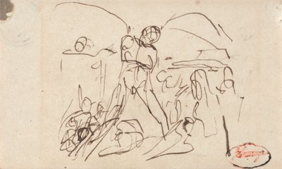 Kompozycja figuralna; prawdopodobnie Samson i Dalila autorstwa George Romney