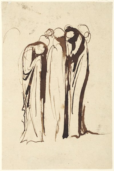 Grupa stojących postaci płaczących autorstwa George Romney