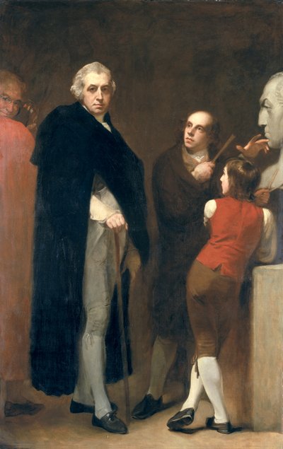 John Flaxman (1755-1826) modelujący swoje popiersie Williama Hayleya (1745-1820), c.1791-92 autorstwa George Romney