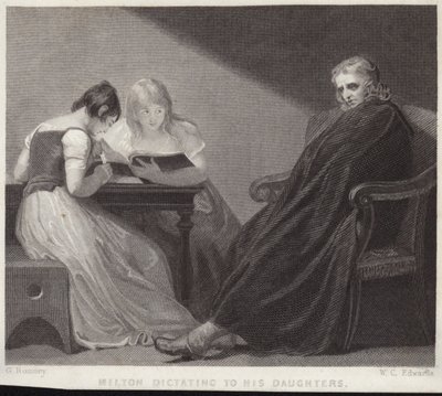 John Milton dyktuje swoim córkom autorstwa George Romney