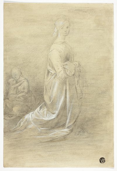 Klęcząca kobieta, siedząca matka i dziecko autorstwa George Romney