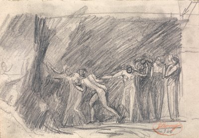 Makbet w jaskini czarownic: Druga wizyta, czyli Kanidia i młodzieniec, czyli otwarcie arki autorstwa George Romney