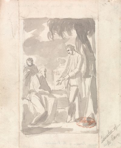 Major Pierson i Brahman (szary wash na papierze wykładanym) (zob. 153905) autorstwa George Romney