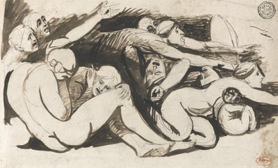 Scena Więzienna (pędzel i tusz na graficie na papierze) autorstwa George Romney