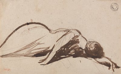 Kobieta leżąca na brzuchu autorstwa George Romney