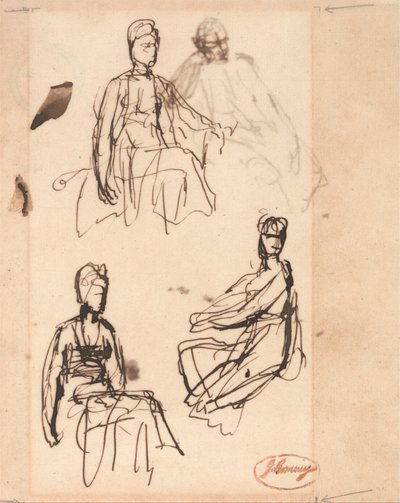 Siedząca kobieta: Trzy studia autorstwa George Romney