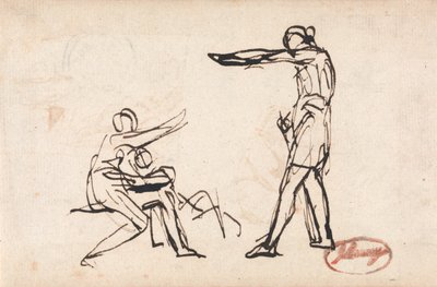 Stojąca postać grożąca matce i dziecku autorstwa George Romney