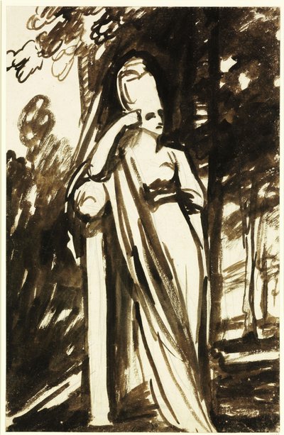Kobieta stojąca przy steli autorstwa George Romney