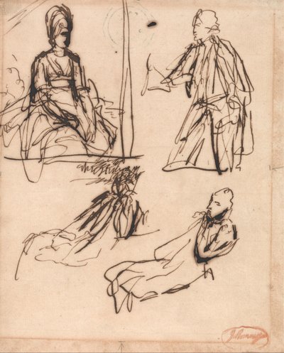 Studia do portretów mężczyzny i kobiety autorstwa George Romney