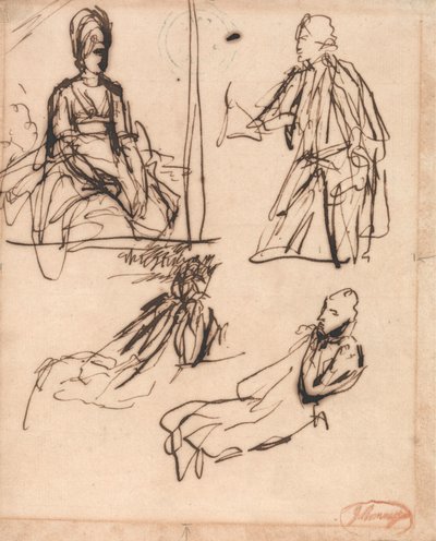 Studia do portretów mężczyzny i kobiety autorstwa George Romney