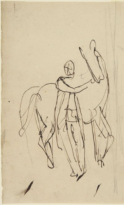 Studium do portretu mężczyzny stojącego z koniem autorstwa George Romney