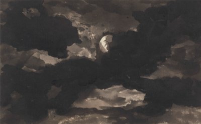 Studium zachmurzonego nieba oświetlonego księżycem autorstwa George Romney