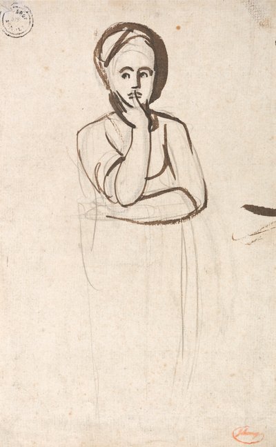 Studium zamyślonej kobiety autorstwa George Romney