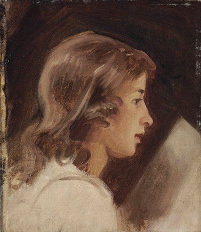 Studium chłopca czytającego z profilu autorstwa George Romney