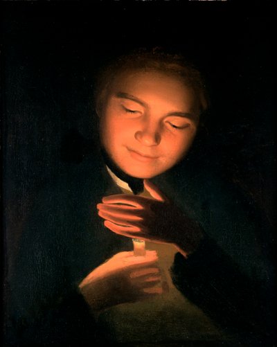 Brat artystów James, trzymający świecę, 1761 autorstwa George Romney