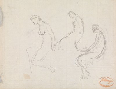 Trzy studia przedstawiające siedzącą kobietę autorstwa George Romney