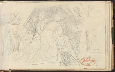 Dwie postacie podnoszące leżącą postać autorstwa George Romney