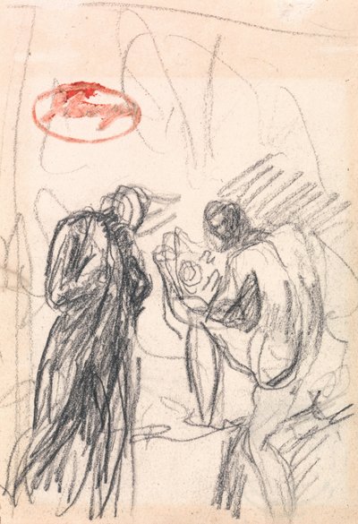 Dwie postacie, z jednym klęczącym aktem męskim autorstwa George Romney