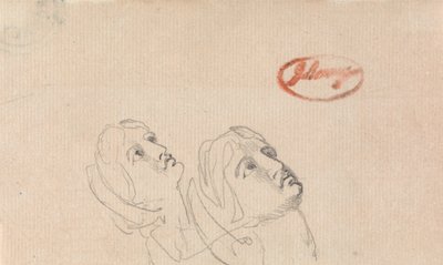 Dwie głowy patrzące w górę autorstwa George Romney