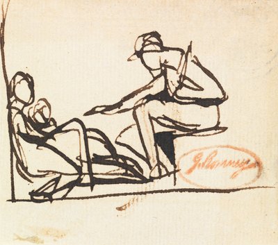 Dwie siedzące postacie autorstwa George Romney